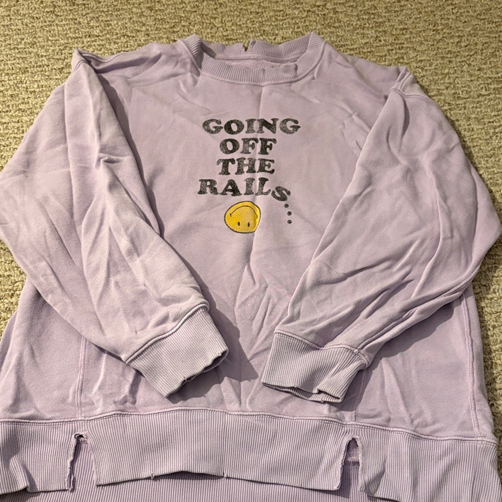 Aerie Lavender Graphic Crew Neck Sweater